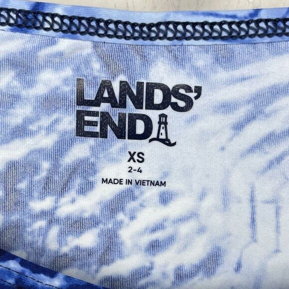 LANDS END Rash Guard Womens XS Swim Shirt NEW Blue Deep Sea Tie Dye Palm Tee - Picture 5 of 8
